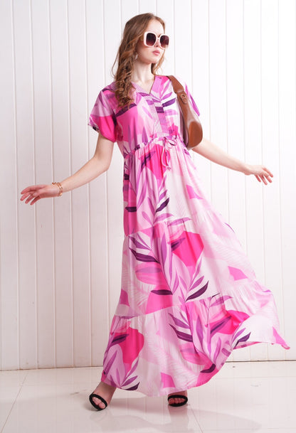 Fuchsia-Colored Semi Flare Gown