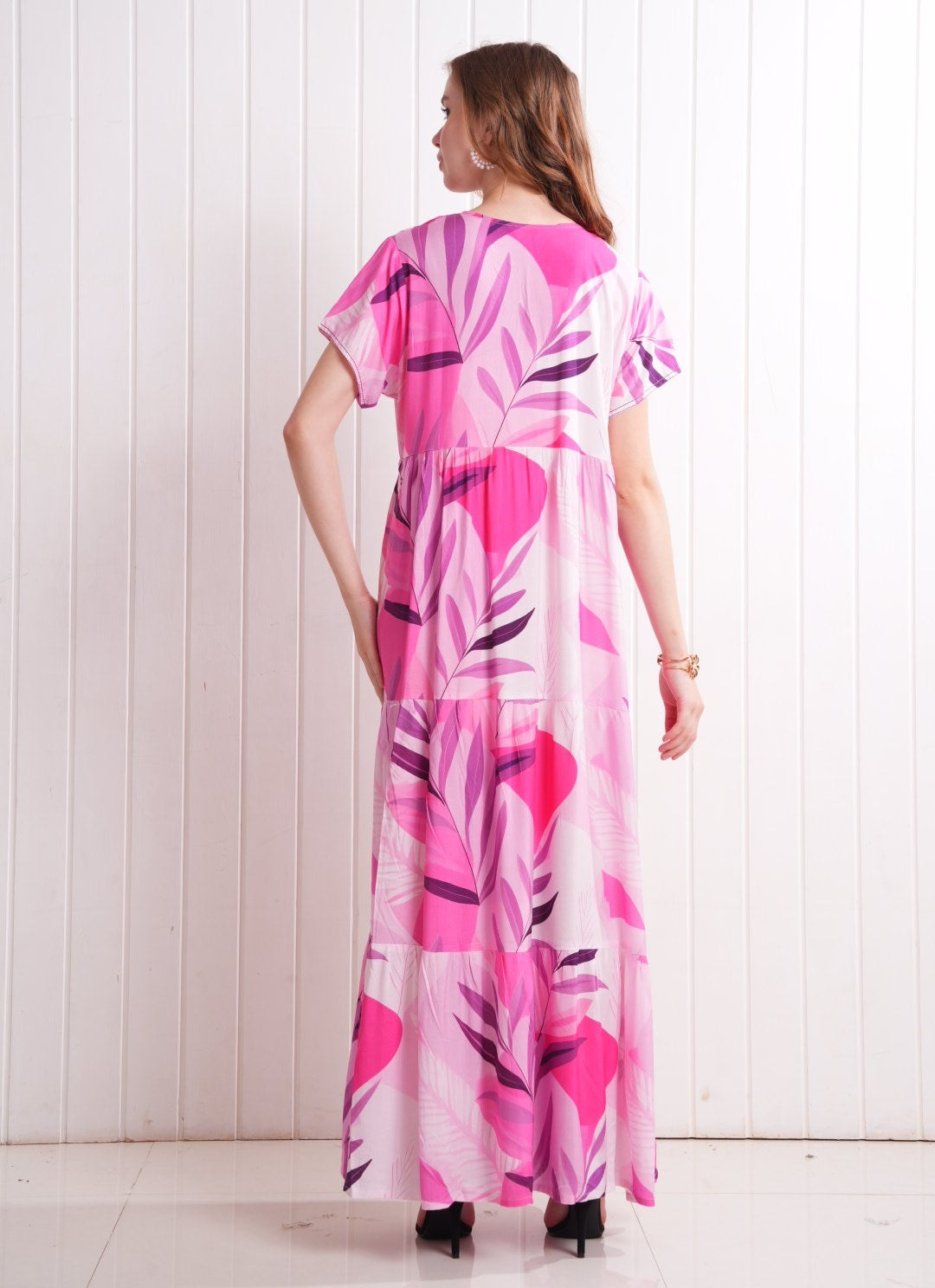 Fuchsia-Colored Semi Flare Gown