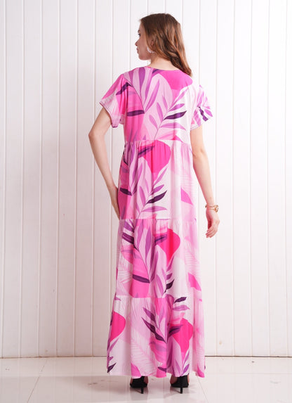 Fuchsia-Colored Semi Flare Gown