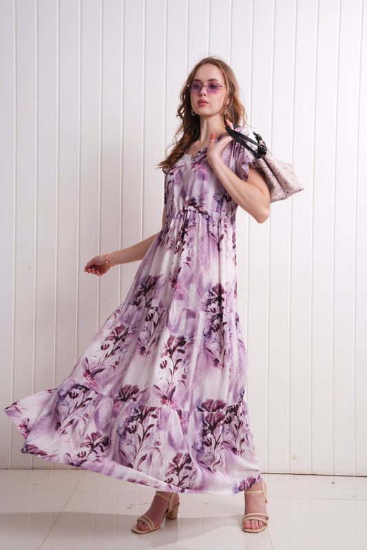 Magenta-Colored Semi Flare Gown