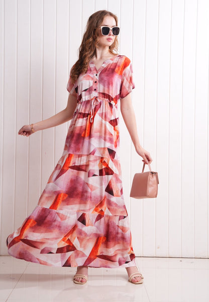 Multi-Colored Semi Flare Gown