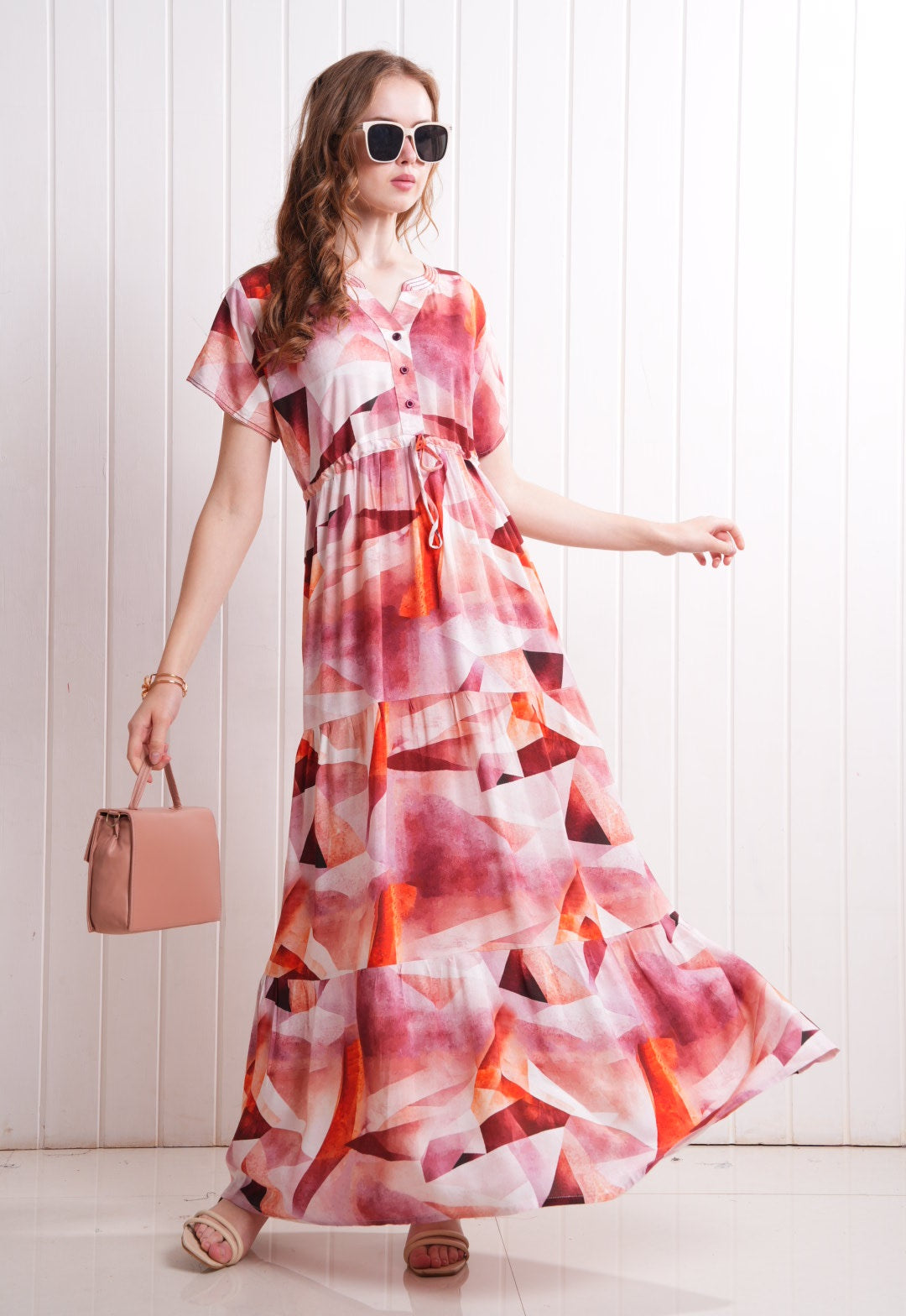 Multi-Colored Semi Flare Gown