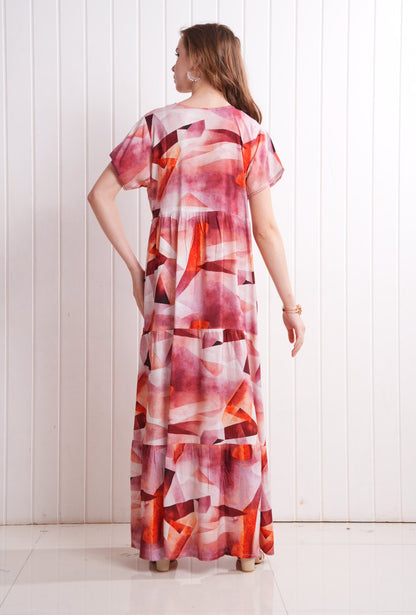 Multi-Colored Semi Flare Gown