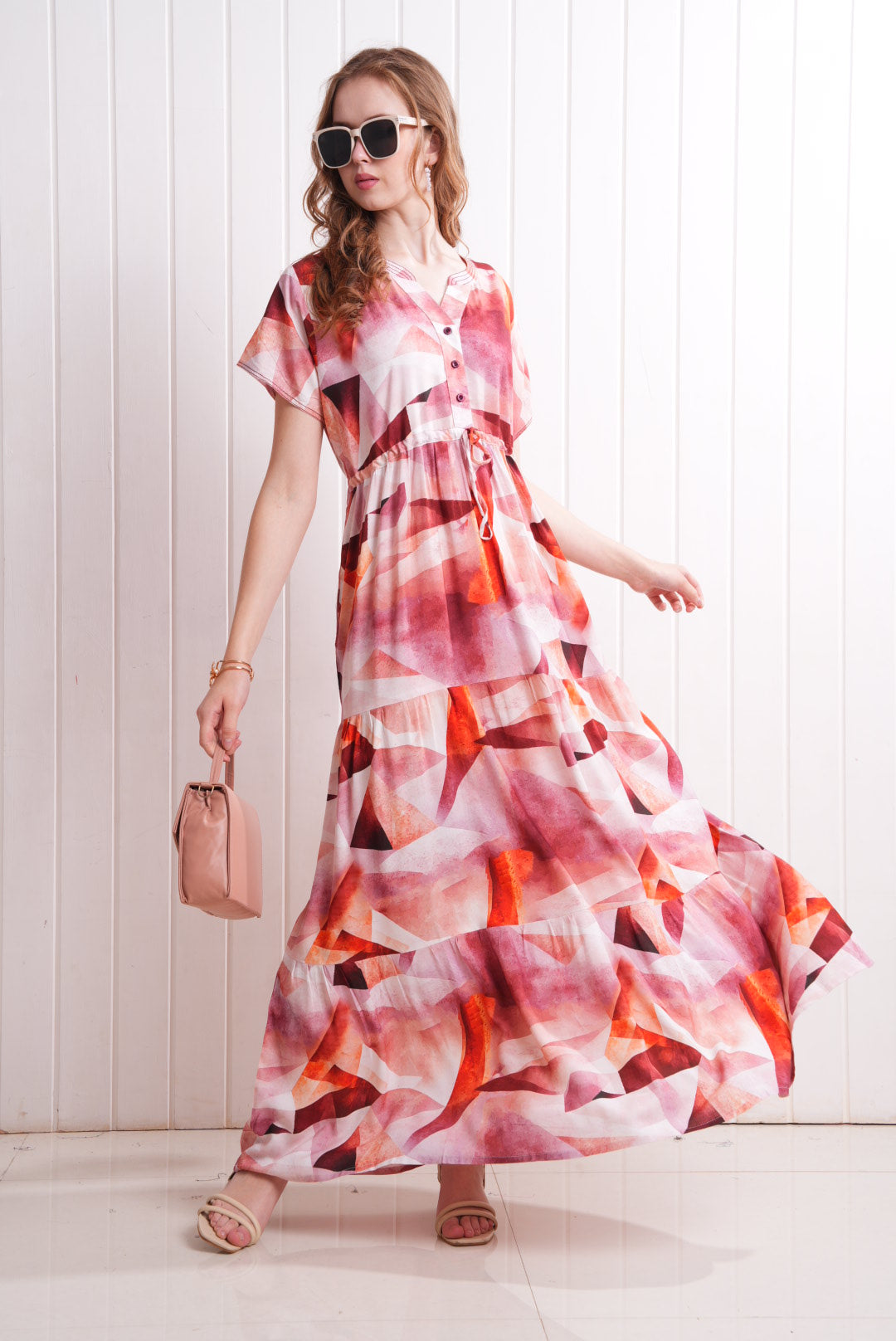 Multi-Colored Semi Flare Gown