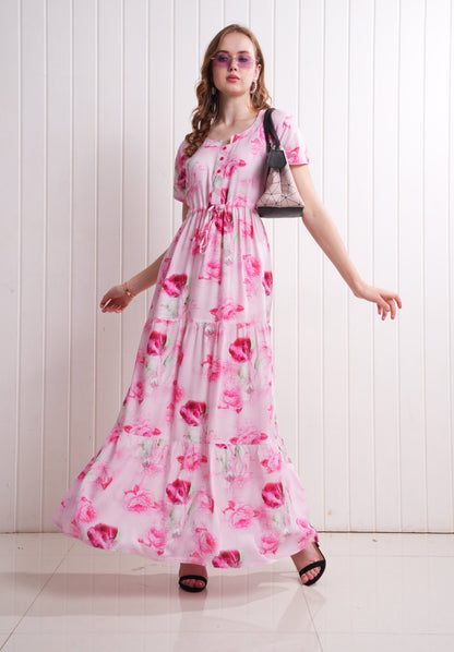 Pink-Colored Semi Flare Gown