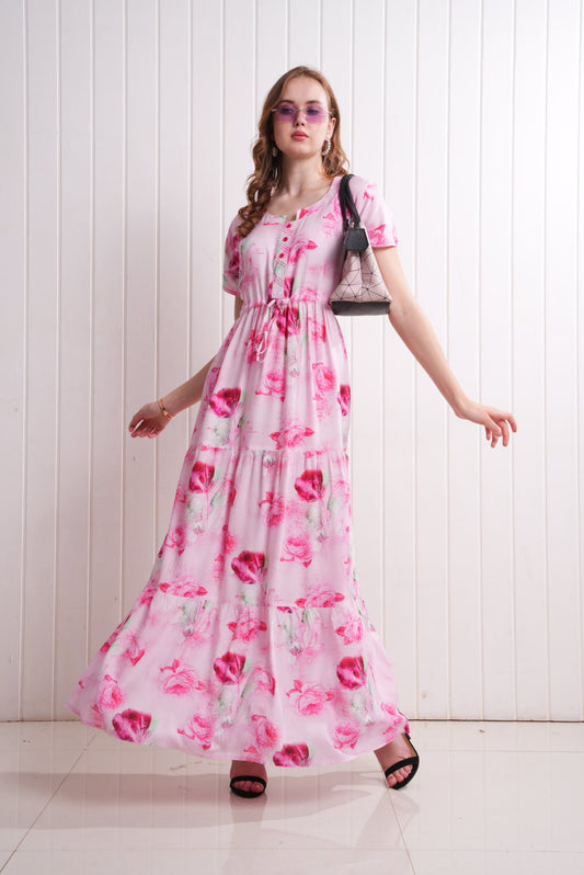 Pink-Colored Semi Flare Gown