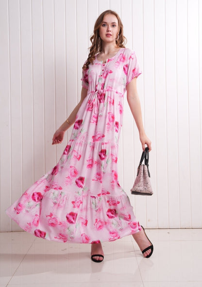 Pink-Colored Semi Flare Gown