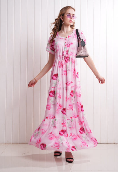 Pink-Colored Semi Flare Gown