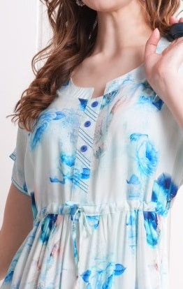 L.Blue-Colored Semi Flare Gown