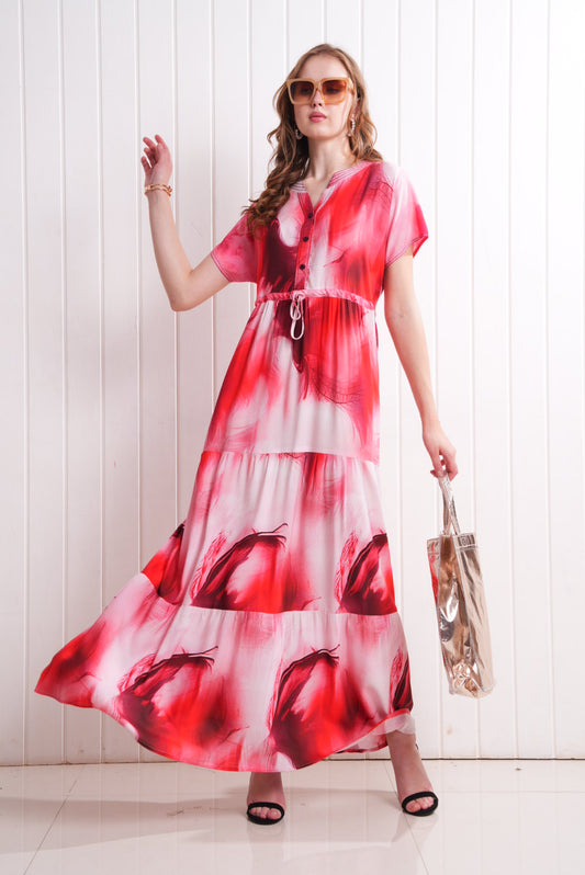 Red-Colored Semi Flare Gown
