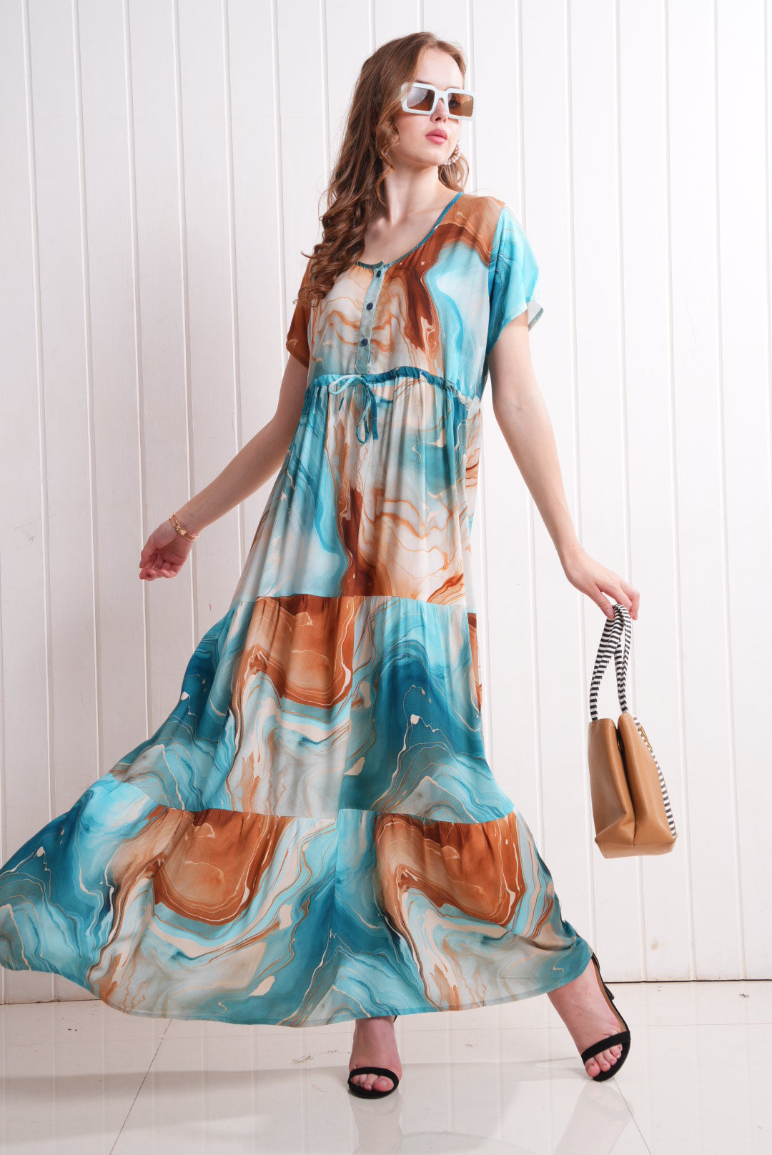 Multi-Colored Semi Flare Gown