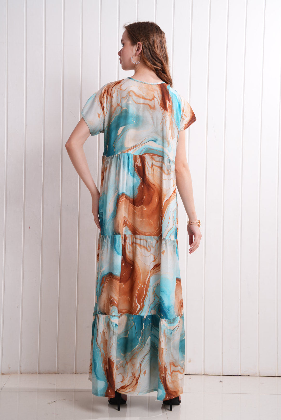 Multi-Colored Semi Flare Gown