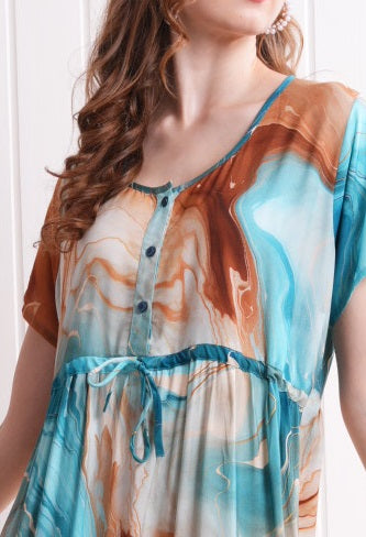 Multi-Colored Semi Flare Gown