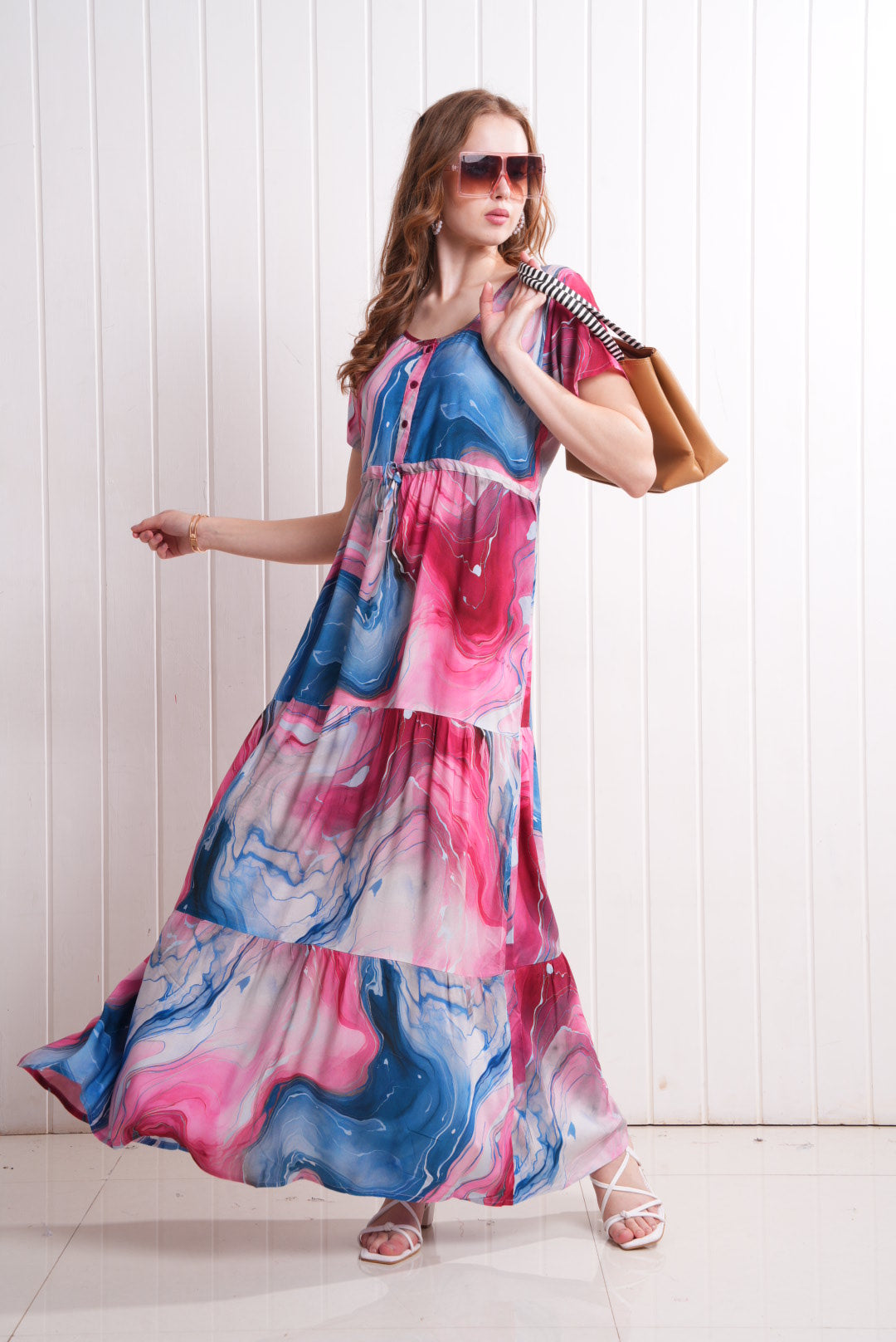 Multi-Colored Semi Flare Gown