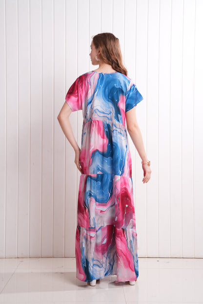 Multi-Colored Semi Flare Gown