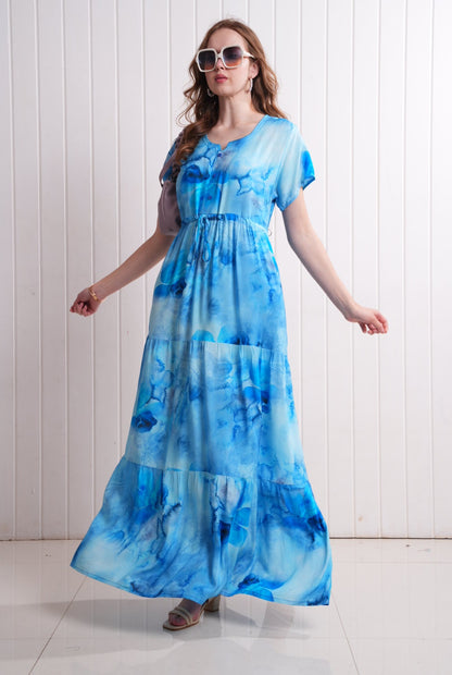 Blue-Colored Semi Flare Gown