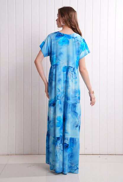 Blue-Colored Semi Flare Gown