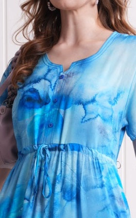 Blue-Colored Semi Flare Gown