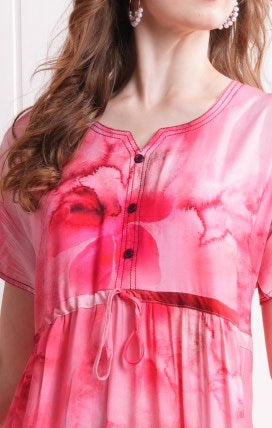 D.Pink-Colored Semi Flare Gown