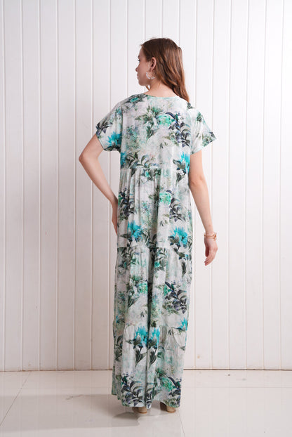 Green-Colored Semi Flare Gown