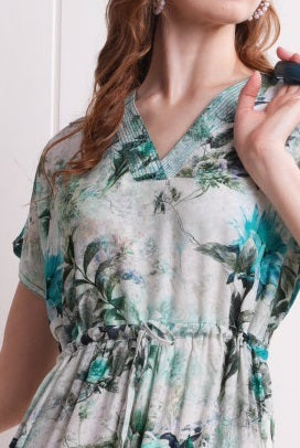 Green-Colored Semi Flare Gown