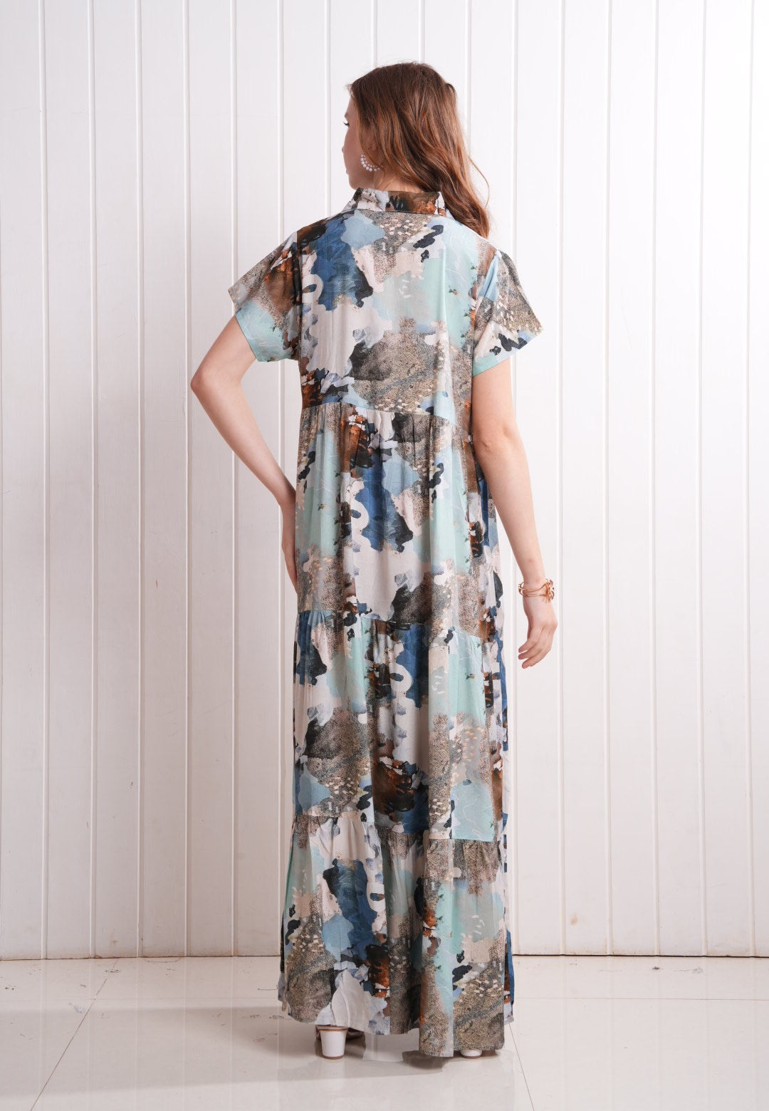 Multi-Colored Semi Flare Gown