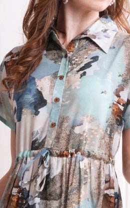 Multi-Colored Semi Flare Gown