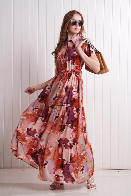 Rust-Colored Semi Flare Gown