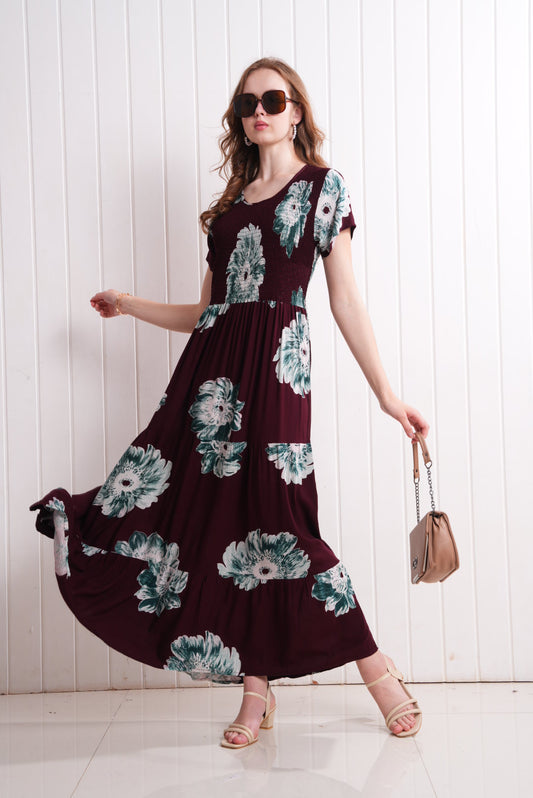 Maroon-Colored Semi Flare Gown