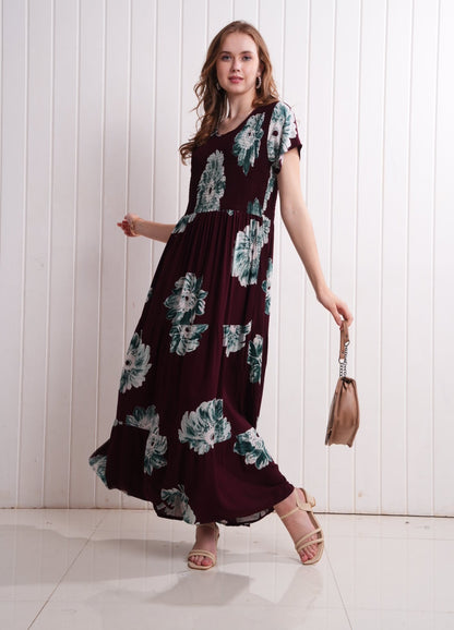 Maroon-Colored Semi Flare Gown