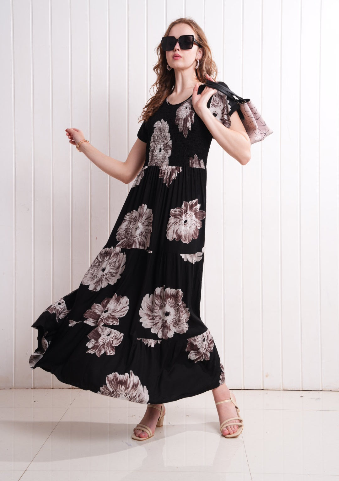 Black-Colored Semi Flare Gown