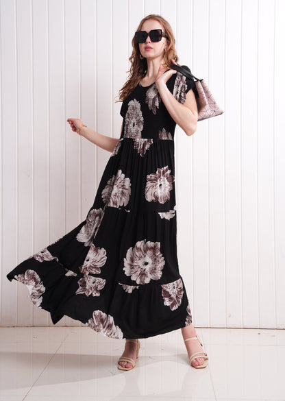 Black-Colored Semi Flare Gown