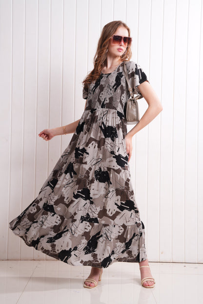 Grey-Colored Semi Flare Gown