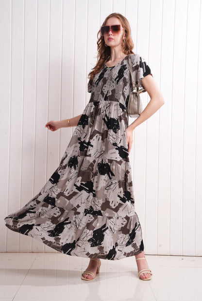 Grey-Colored Semi Flare Gown