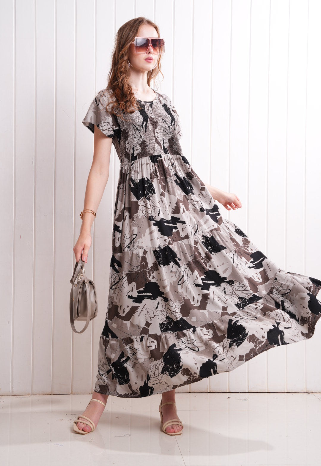 Grey-Colored Semi Flare Gown