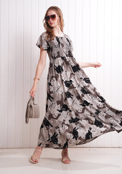 Grey-Colored Semi Flare Gown