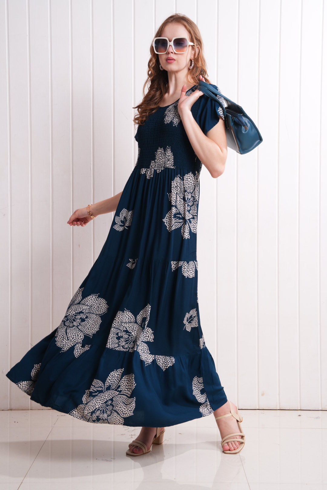 Indigo-Colored Semi Flare Gown