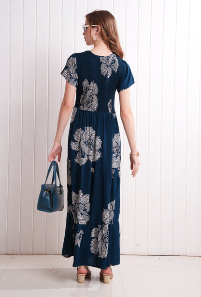 Indigo-Colored Semi Flare Gown
