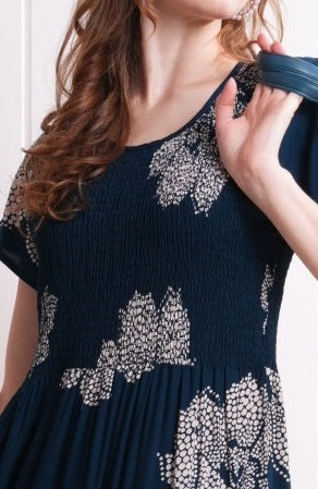 Indigo-Colored Semi Flare Gown