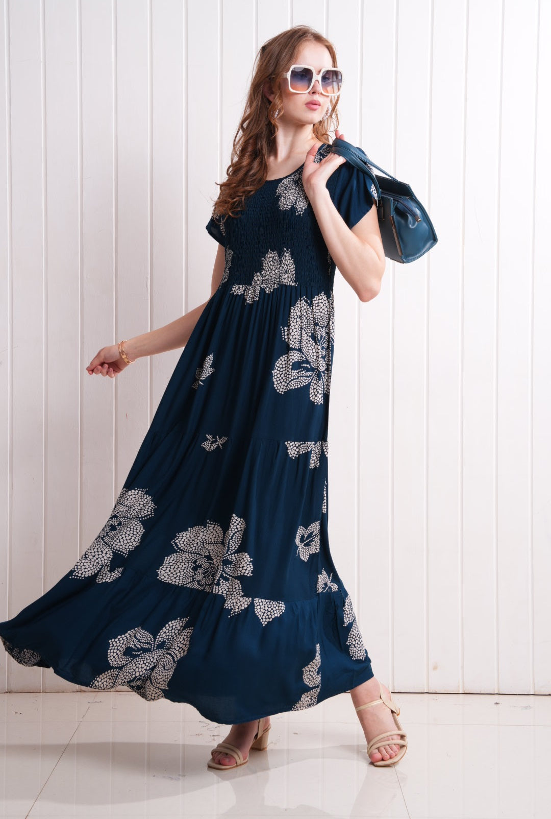 Indigo-Colored Semi Flare Gown