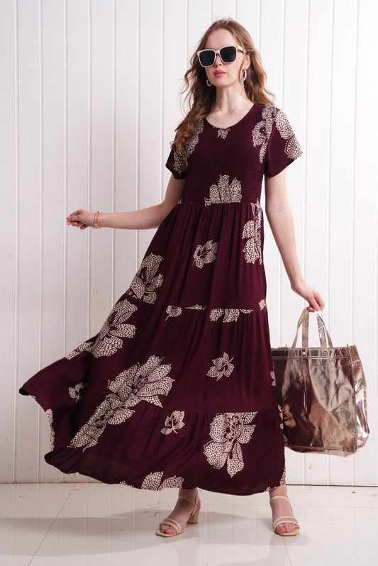 Maroon-Colored Semi Flare Gown