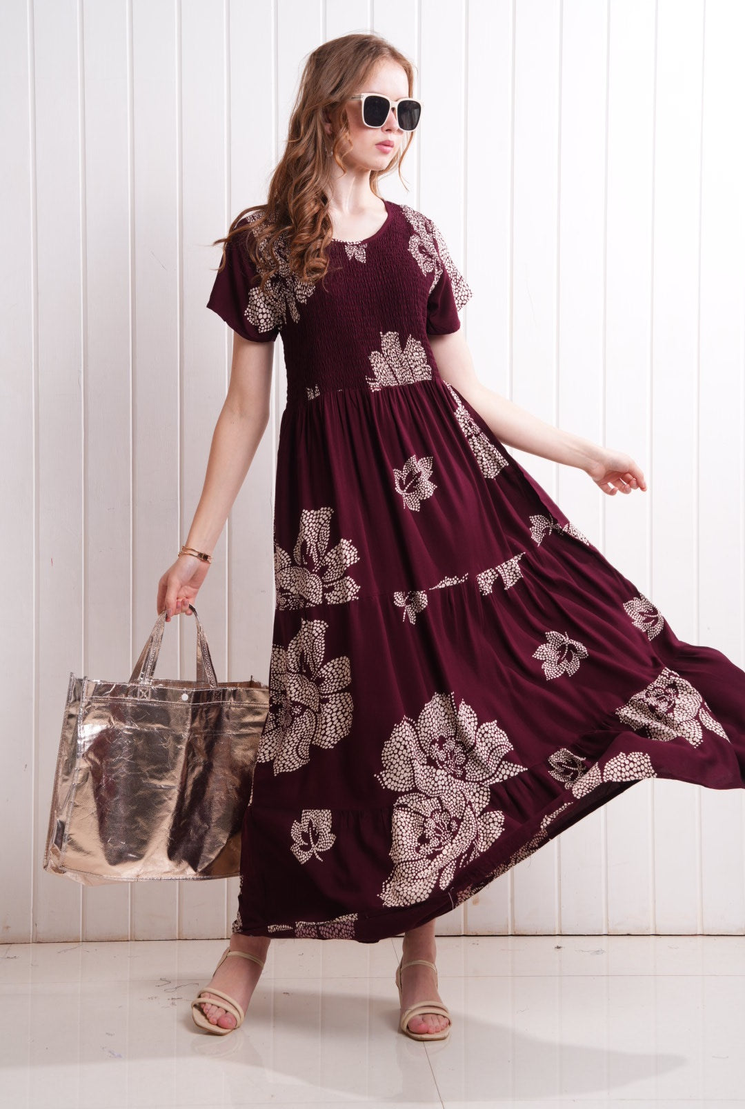 Maroon-Colored Semi Flare Gown