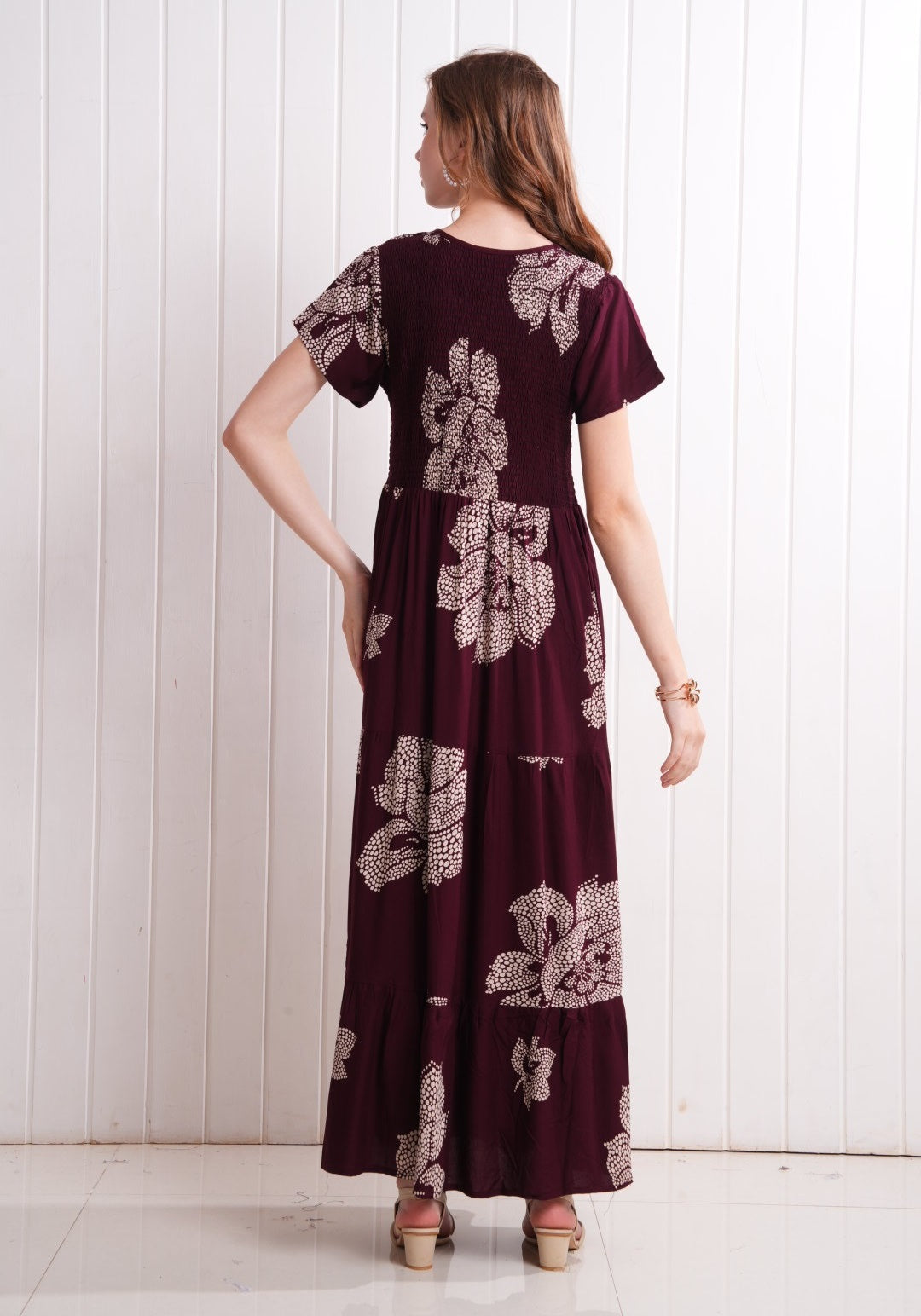 Maroon-Colored Semi Flare Gown