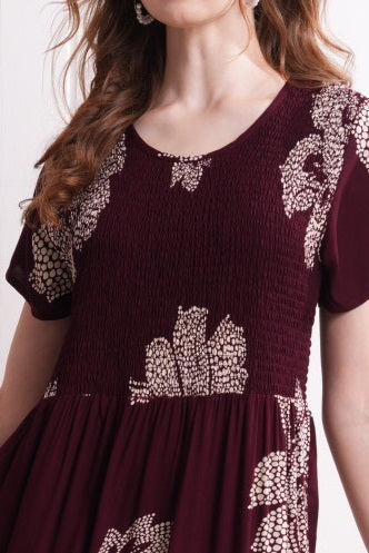 Maroon-Colored Semi Flare Gown