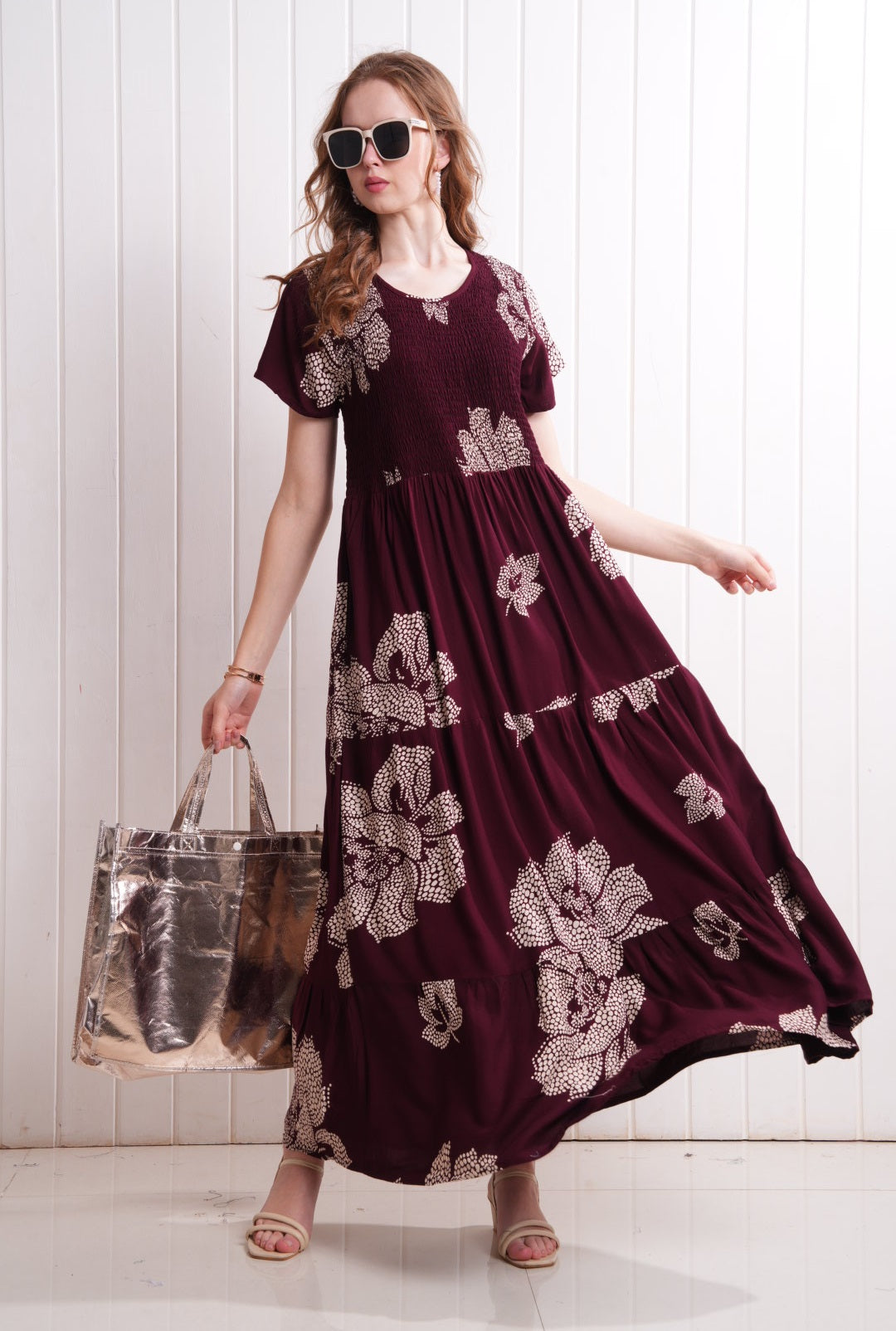 Maroon-Colored Semi Flare Gown