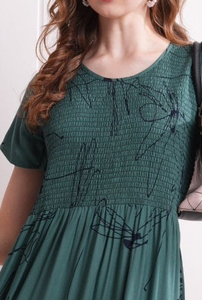 Green-Colored Semi Flare Gown