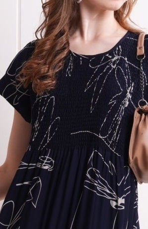 Navy Blue-Colored Semi Flare Gown