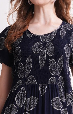 Navy Blue-Colored Semi Flare Gown