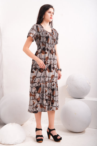 Dusty Grey-Colored Short Flare Gown