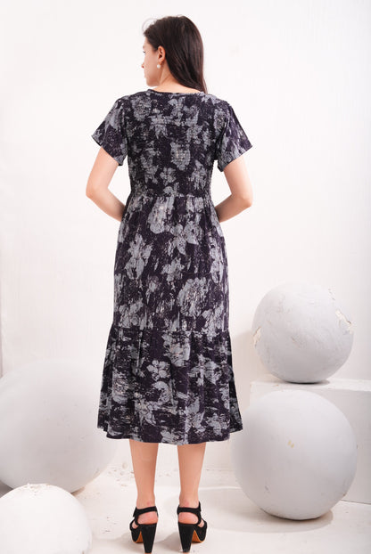 Carbon Grey-Colored Short Flare Gown